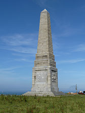 The Yarborough Monument (please also see main text) is located at the top of Culver Down, having been moved from its original position in advance of the construction of the Palmerston Forts.
